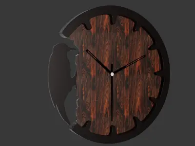 Clock wooden with metal face Free 3D model