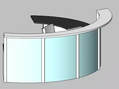 Modern Curved Reception Desk  Revit Family RFA 3D model