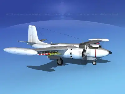 Douglas A-26K Invader Bare Metal 3D model