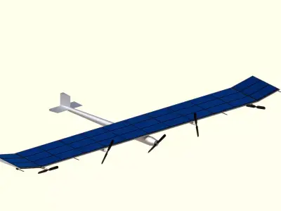 Low Poly Simple Cartoon Solar Powered Aircraft Low-poly 3D model