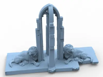 Aslan Stone table Ruins Collection full 3D model