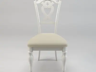 Desk chair - Antique chair - Dining chair - White chair Free low-poly 3D model