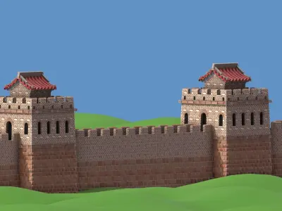 Great Wall Of China Low Poly Low-poly 3D model