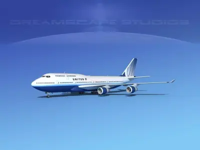 Boeing 747-400 United Airlines 3 3D model