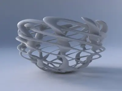 Bowl cylindrical with interlacing lattice twisted and squeezed 2 3D model