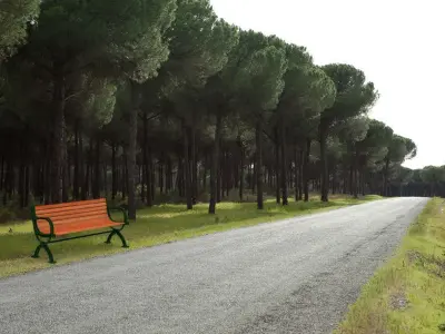 Park bench Free low-poly 3D model 6