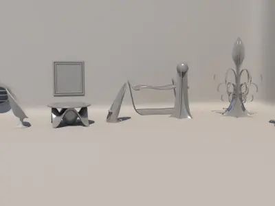 Furniture and decorations Low-poly 3D model