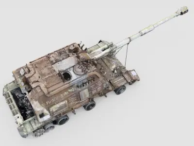 Destroyed 2S19 Msta 152 mm self-propelled howitzer M1990 3D model shop