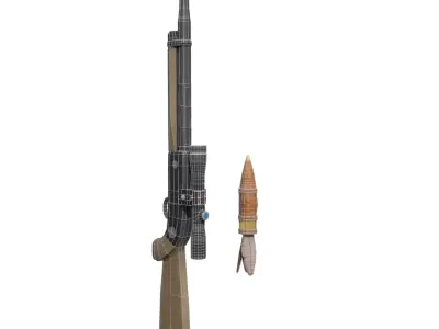 Traditional Tranquilizer Gun with Dart Ammo Stylized 3D Model Low-poly 3D model