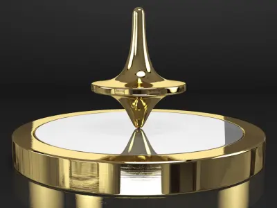ForeverSpin Gold Spinning Top with Base 3D model