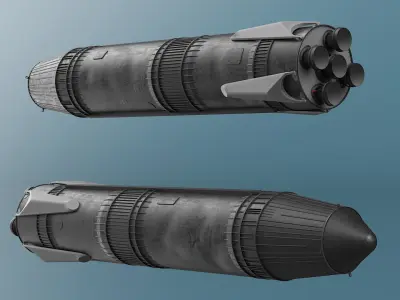 Next Generation Space Rocket Black Rigged for Cinema 4D 3D model