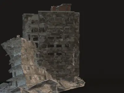DESTROYED BUILDING 8 Low-poly 3D model