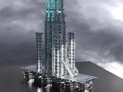 Cyberpunk Elite skyscraper 3D model