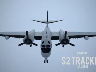 Lowpoly Grumman S-2 Tracker Low-poly 3D model