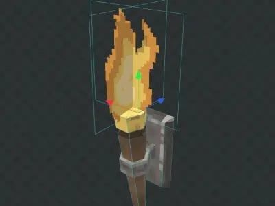 3d pixel torch Low-poly 3D model