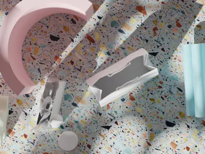 Commercial shopping bags mockup scene 3D model