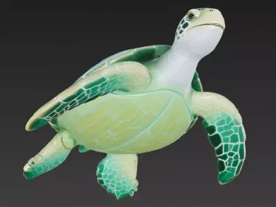 Cartoon Cyberpunk Sea Turtle Low-poly 3D model