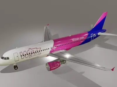 Wizz Air airbus a320-214 3D model low poly Low-poly 3D model