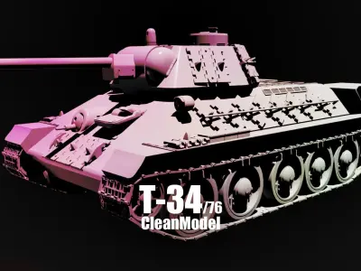 T-34-76 - Soviet Medium Tank - Type 1942 - Clean model Low-poly 3D model