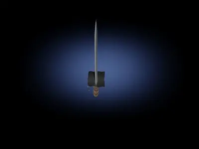 Low poly sword game ready PBR samurai Free low-poly 3D model