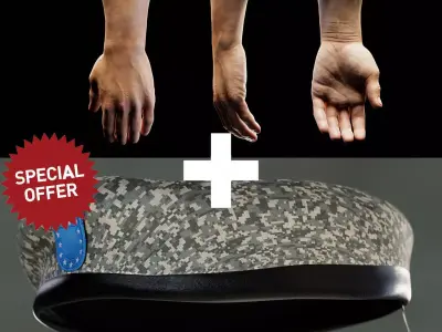 Military Kit Hand and Beret Low-poly 3D model