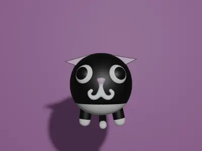 Ball Cat Blender Rigged Free 3D model