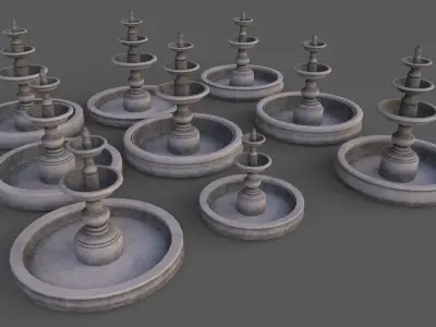 PBR Modern Memorial Fountain A Low-poly 3D model