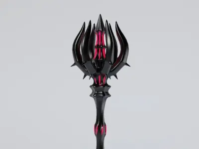 Magic Staff and Artifact Low-poly 3D model