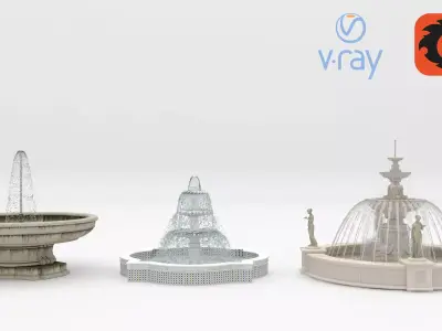 3 Fountains three different 3D model
