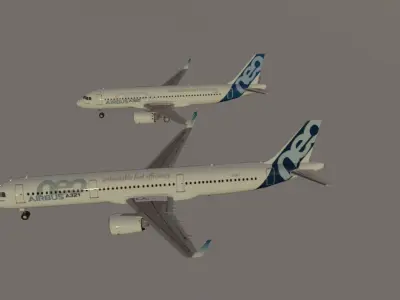 Airbus a320neo and airbus a321neo combo lowpoly Low-poly 3D model