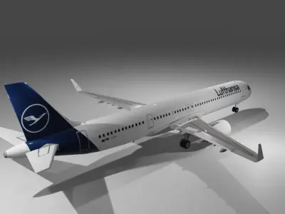 Lufthansa Airbus a321neo 3d model  Low-poly 3D model