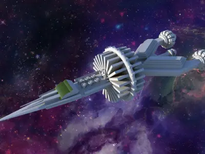 Spaceship with two propellers 3D model