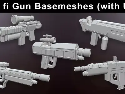 Sci-fi Gun Base meshes with uv 3D model