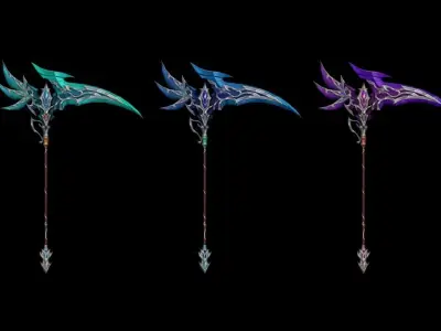 Elven Scythe Low-poly 3D model