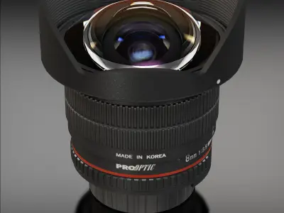 proOPTIC 8mm f 3-5 AS IF UMC Fish-eye CS II AE Nikon F Lens Low-poly 3D model
