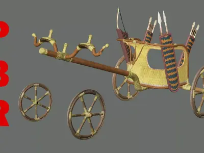 Chariot Wooden Cart Low Poly 3D Model Low-poly 3D model purchase