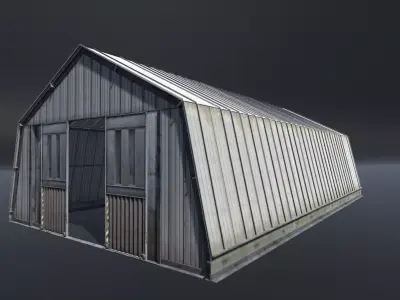 Hangar modular Low-poly 3D model