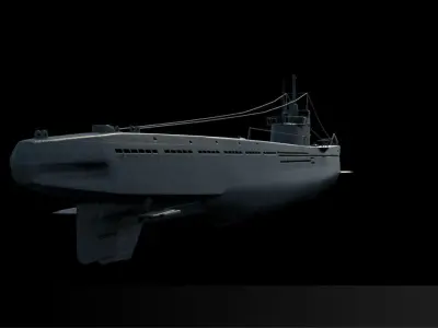 Soviet submarine S-13 C-13 1945 Low-poly 3D model