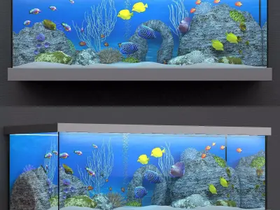 aquarium fish tank with city 3D model