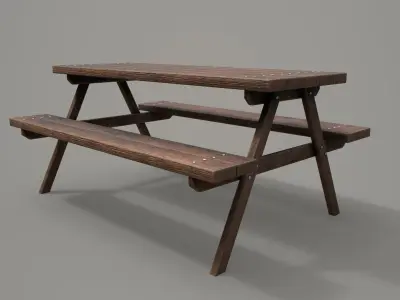 Outdoor Bench -LOD1-2-3 Shadow Proxy  - Game Ready Low-poly 3D model