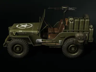 Low poly Willy Army Jeep 1942 Low-poly 3D model