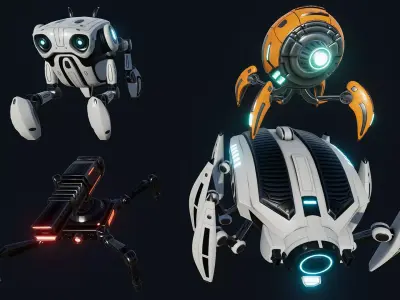 Spider Insect Robots Low-poly 3D model