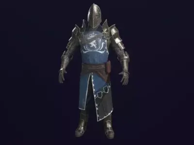 Knight in shining armor Low-poly 3D model