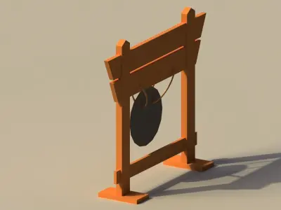 Low Poly Japanese Gong Low-poly 3D model