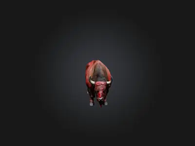 Realistic Bleeding Bison Model Low-poly 3D model