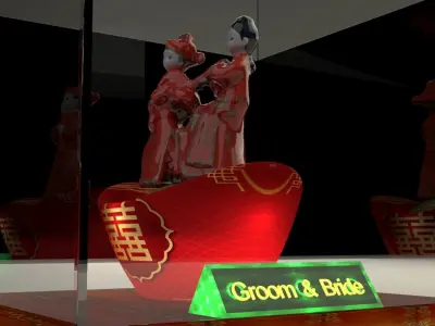 Chinese wedding couple figurine 3D model