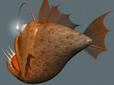 Cartoon Anglerfish RIGGED and ANIMATD Low-poly 3D model