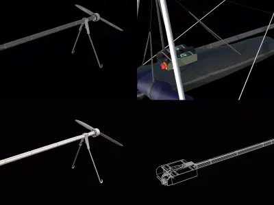 Electric Powered Hang Glider Low-poly 3D model