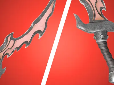 Crimson Medieval Fantasy Weapon Set Low-poly 3D model