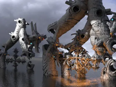 Transformer mech debris station array collection part 1 Low-poly 3D model